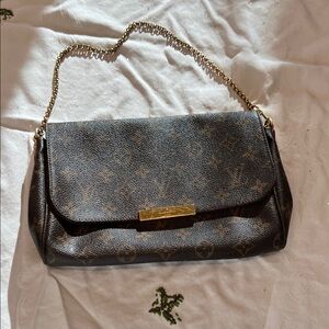 Louis Vuitton Dark Brown Monogram Shoulder Bag with Gold Chain